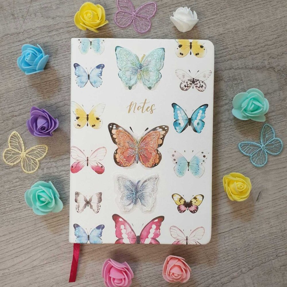 Notebook-Organza Butterfly Flowers Handmade Journal Notepad Teacher Gift